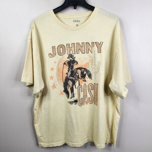 Johnny Cash Mens Front Side Riding Cowboy Bucking Bronco Graphic Tee 2XL